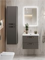 Тумба с раковиной подвесная BelBagno DUE 60 Оружейная сталь, ручки - Матовый атласный никель 796957154