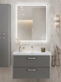 Тумба с раковиной подвесная BelBagno DUE 80 Сатин, ручки - Хром полированный 01181322680