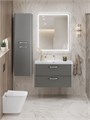 Тумба с раковиной подвесная BelBagno DUE 80 Сатин, ручки - Хром полированный 01181322680