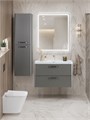 Тумба с раковиной подвесная BelBagno DUE 80 Сатин, ручки - Матовый атласный никель 01623855765
