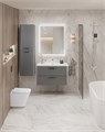 Тумба с раковиной подвесная BelBagno DUE 80 Сатин, ручки - Матовый атласный никель 01623855765