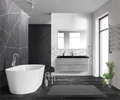 Тумба с раковиной подвесная BelBagno ALBANO 120 Cemento Verona Grigio, раковина чёрная 01412006621