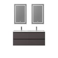 Тумба с четырьмя ящиками и раковиной на две чаши подвесная BelBagno KRAFT 120 Темно-Серый Матовый, раковина BB1200-2-ETL 01463712539