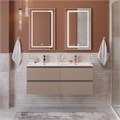 Тумба с четырьмя ящиками и раковиной на две чаши подвесная BelBagno KRAFT 120 Бежевый матовый, раковина BB1200-2-ETL 1880198592