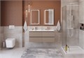 Тумба с четырьмя ящиками и раковиной на две чаши подвесная BelBagno KRAFT 120 Бежевый матовый, раковина BB1200-2-ETL 1880198592