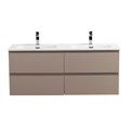 Тумба с четырьмя ящиками и раковиной на две чаши подвесная BelBagno KRAFT 120 Бежевый матовый, раковина BB1200-2-ETL 1880198592
