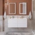 Тумба с четырьмя ящиками и раковиной на две чаши подвесная BelBagno KRAFT 120 Bianco Opaco, раковина BB1200-2-ETL 01491591676
