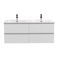 Тумба с четырьмя ящиками и раковиной на две чаши подвесная BelBagno KRAFT 120 Bianco Opaco, раковина BB1200-2-ETL 01491591676