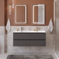 Тумба с четырьмя ящиками и раковиной на две чаши подвесная BelBagno KRAFT 120 Темно-Серый Матовый, раковина BB-8099-120-2 01718387541