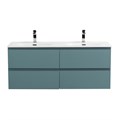 Тумба с четырьмя ящиками и раковиной на две чаши подвесная BelBagno KRAFT 120 Голубой Матовый, раковина BB-8099-120-2 1077554194