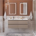 Тумба с четырьмя ящиками и раковиной на две чаши подвесная BelBagno KRAFT 120 Бежевый матовый, раковина BB-8099-120-2 0437758996