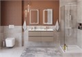Тумба с четырьмя ящиками и раковиной на две чаши подвесная BelBagno KRAFT 120 Бежевый матовый, раковина BB-8099-120-2 0437758996