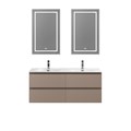 Тумба с четырьмя ящиками и раковиной на две чаши подвесная BelBagno KRAFT 120 Бежевый матовый, раковина BB-8099-120-2 0437758996