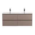 Тумба с четырьмя ящиками и раковиной на две чаши подвесная BelBagno KRAFT 120 Бежевый матовый, раковина BB-8099-120-2 0437758996