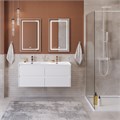 Тумба с четырьмя ящиками и раковиной на две чаши подвесная BelBagno KRAFT 120 Bianco Opaco, раковина BB-8099-120-2 544449044