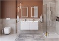 Тумба с четырьмя ящиками и раковиной на две чаши подвесная BelBagno KRAFT 120 Bianco Opaco, раковина BB-8099-120-2 544449044