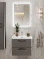 Тумба с раковиной подвесная BelBagno DUE 50 Оружейная сталь ручки - Сатиновый никель 716924462