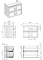 Тумба под раковину LA FENICE Cubo Grigio TWIN серый 90, FNC-01-CUB-G-90-2 FNC-01-CUB-G-90-2