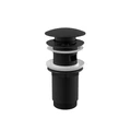 A392BLACK Донный клапан сифона для умывальника CLICK/CLACK 5/4", цельнометаллический с переливом и большой черной заглушкой A392BLACK