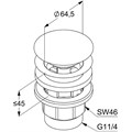 Закрывающийся сливной вентиль PUSH-OPEN/НАЖМИ ОТКРОЙ G 1 ¼ для раковин с отв.для перелива, (пластик), чёрный матовый 1042639-00