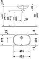 D-Code Раковина 495x290, встраиваемая снизу, с переливом, с креплением для деревянных столешниц 0338490000