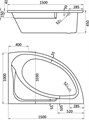 ГОА ванна акриловая асимметричная 150х100 правосторонняя белая 1.WH11.2.032