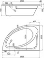 ГОА 150х100 ванна асимметричная акриловая левосторонняя белая 1.WH11.2.033