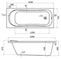 ТЕНЕРИФЕ ванна акриловая прямоугольная 160х70 белая 1.WH30.2.357