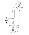Набор GROHE Tempesta: верх душ 250 с душ кроншт 380 мм (26668000), смесит BauEdge (29079001), набор с руч душем, излив для ванны 170 мм, хром 1000190