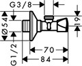 13902000 Вентиль угловой E, G 3/8 13902000
