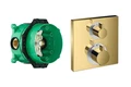 15714990S Set HG Ecostat Square термостатический смеситель для душа (15714990+01800180), полир.золото 15714990S