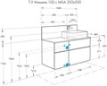 Набор: 1A256901MIX30 Тумба-умывальник Мишель 100 Дуб Рустикальный/ 1AX169WBXX000 Раковина Инфинити/ 1A256703MIDR0 ЛВДСП 1A2569K2MIX30