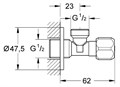 2201600M Angle Valves Универсальный угловой вентиль 1/2"(1шт) 2201600M