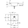 K700 Композитная мойка под столешницу,533 x 457, цвет серый гранит (AT0) - снят 31654AT0