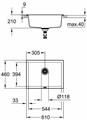 K700 Композитная мойка под столешницу,610 x 460, цвет черный гранит (AP0) (5шт.-пал.) 31655AP0