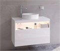 STAGELINE Тумба под умывальник 800x550x490mm,1 ящик,oтверстие под смеситель слева,с освещением,pозеткa и USB,пластиковый сифон,цв.белый 32864300100