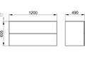 PLAN Тумба под умывальник 1200х490х605 мм, Инокс матовый/Инокс матовый 32983290000