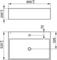 EDITION 90 Керамическая раковина 805x535x205 mm, 1 отверстие под смеситель, БЕЗ перелива, белый 39062318001