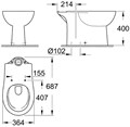 39429000 Bau Ceramic Унитаз напольный безободковый, вертикальный выпуск, белый 39429000