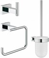 Essentials Cube (3 предмета) Набор аксессуаров (Ершик, держатель бумаги, крючок), хром 40757001