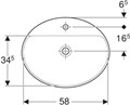 Geberit VariForm Раковина встраиваемая в столешницу овальной формы, 60х48 см, с отв. под смеситель, без отв. перелива 500.726.01.2