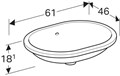 Geberit VariForm Раковина с установкой под столешницу эллиптичекой формы, T1=55х40 см, без отв. под смеситель, с отв. перелива 500.756.01.2