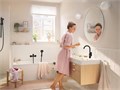 72536670 Rebris S Смеситель для раковины 210, с поворотным изливом, со сливным гарнитуром, матовый ч 72536670