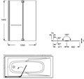 E4931-GA ADEQUATION Шторка на борт ванны с двойной панелью 100х140 см с хромированными петлями E4931-GA