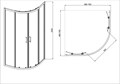 Душевой уголок 1/4 круга, двери раздвижные 900x900x2000, профиль черный, стекло прозрачное 6мм AQ.RO.090.1BL