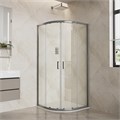 Душевой уголок 1/4 круга, двери раздвижные 900x900x2000, профиль оружейная сталь, стекло прозрачное 6мм AQ.RO.090.1GM