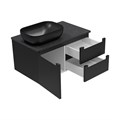 CARGO - 80 Тумба подвесная с 2 ящ. 1 дв. черный + столешница + раковина УТ000024160
