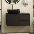 CARGO - 80 Тумба подвесная с 2 ящ. 1 дв. черный + столешница + раковина УТ000024160