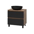DAKOTA - 70 Тумба напольная 2 ящ.  (ДСП (Дуб Гал. Черный кварц) + раковина УТ000015716