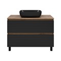DAKOTA -100 Тумба напольная 2 ящ.  (ДСП (Дуб Гал. Черный кварц) + раковина УТ000014632